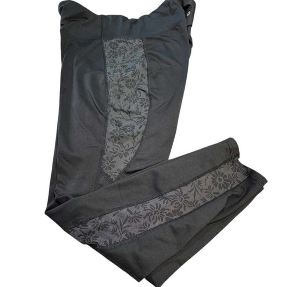 AVIA‎ EUC Core Performance Athletic Floral mesh Black/Gray Leggings szXL 16-18